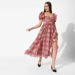 Ariella Checkered Front Slit Dress - Image 2