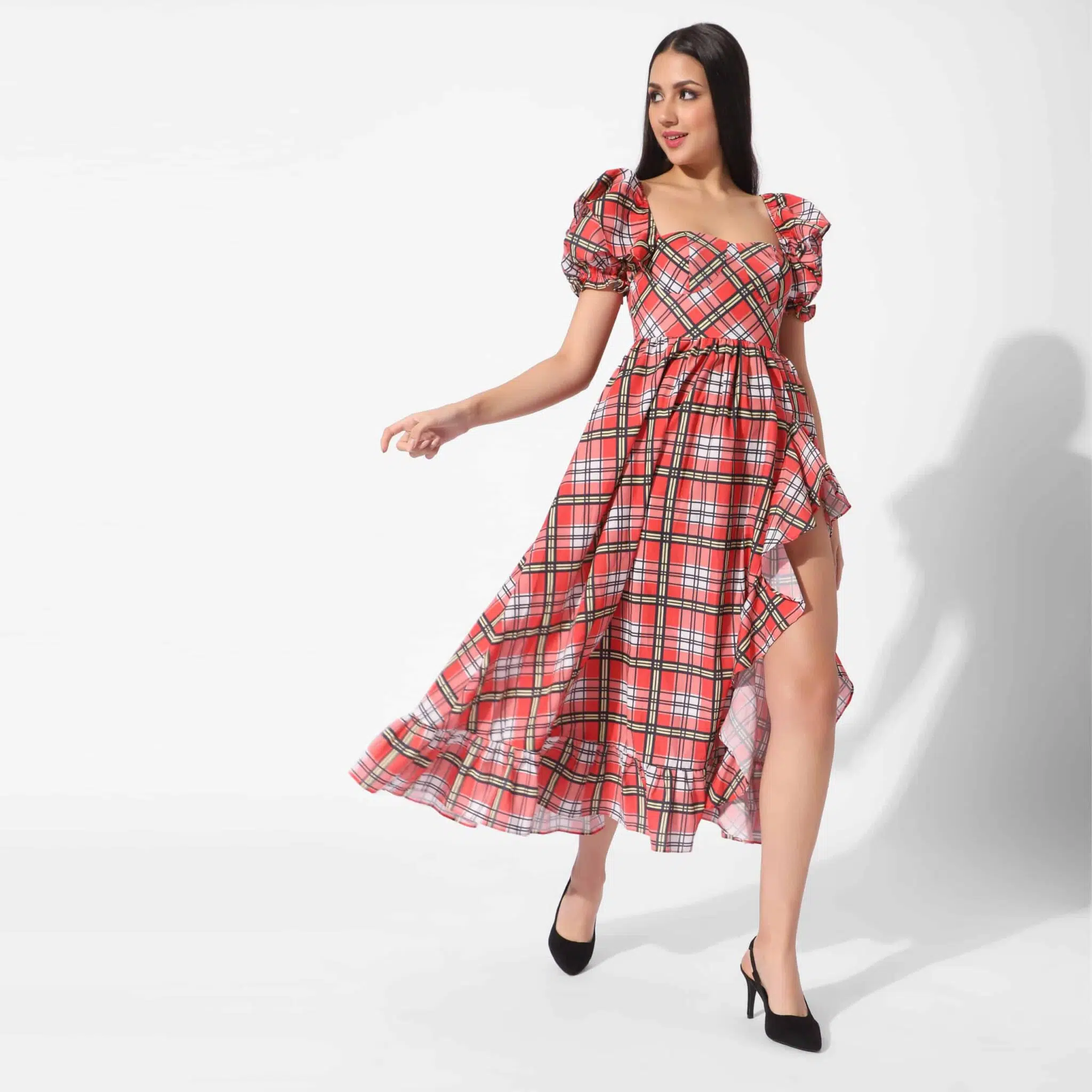 Ariella Checkered Front Slit Dress - Image 2