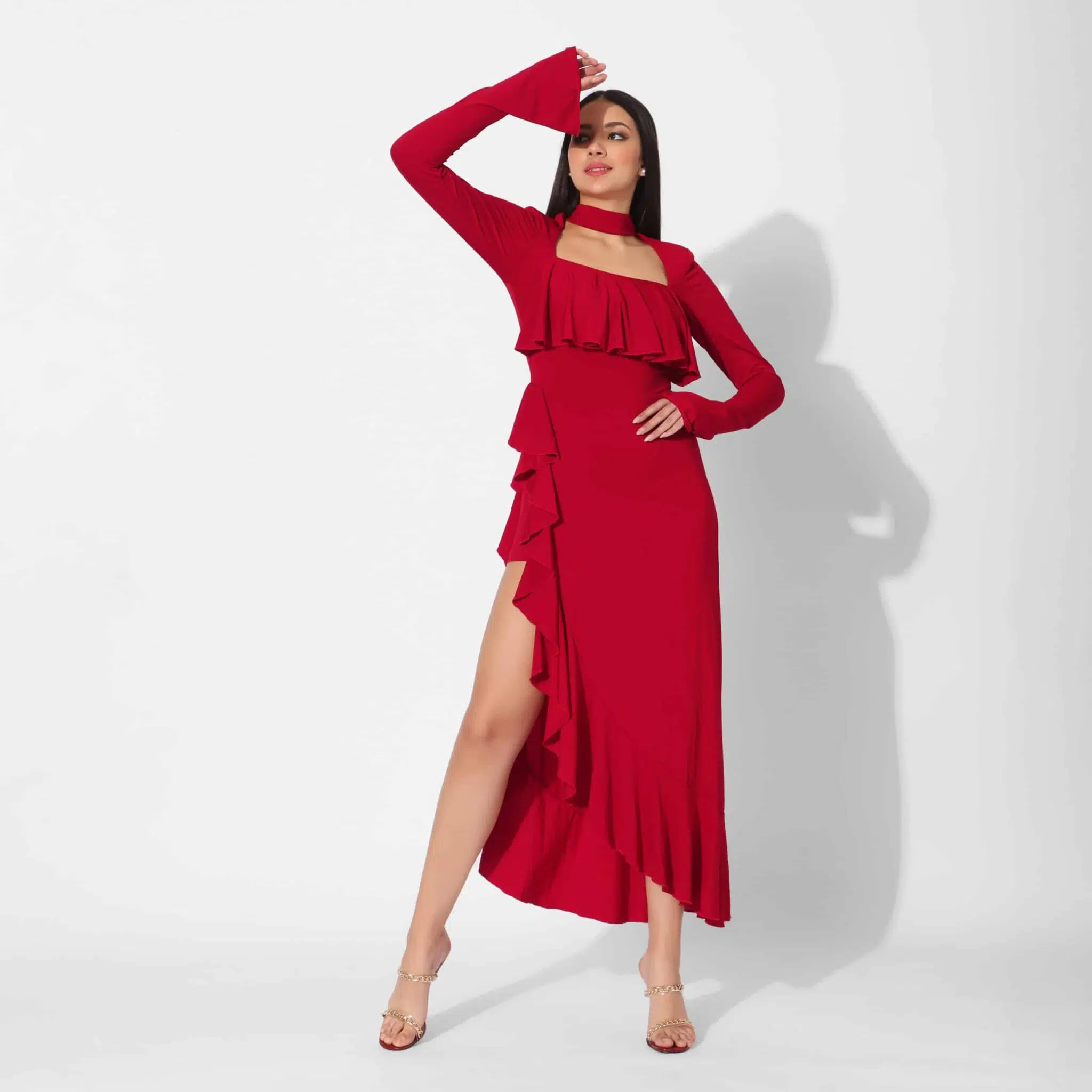 Charryn Side Through Ruffle Dress - Image 3