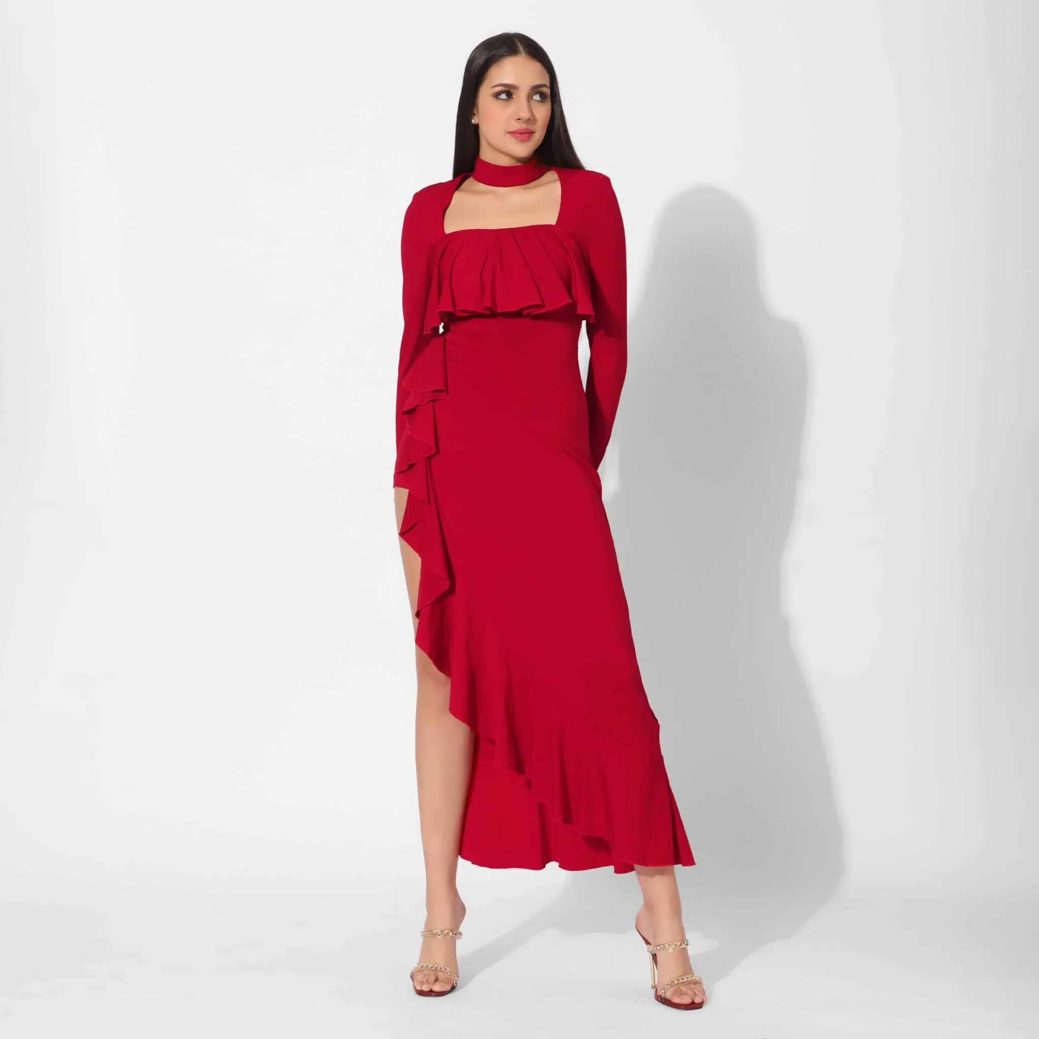 Charryn Side Through Ruffle Dress - Image 2