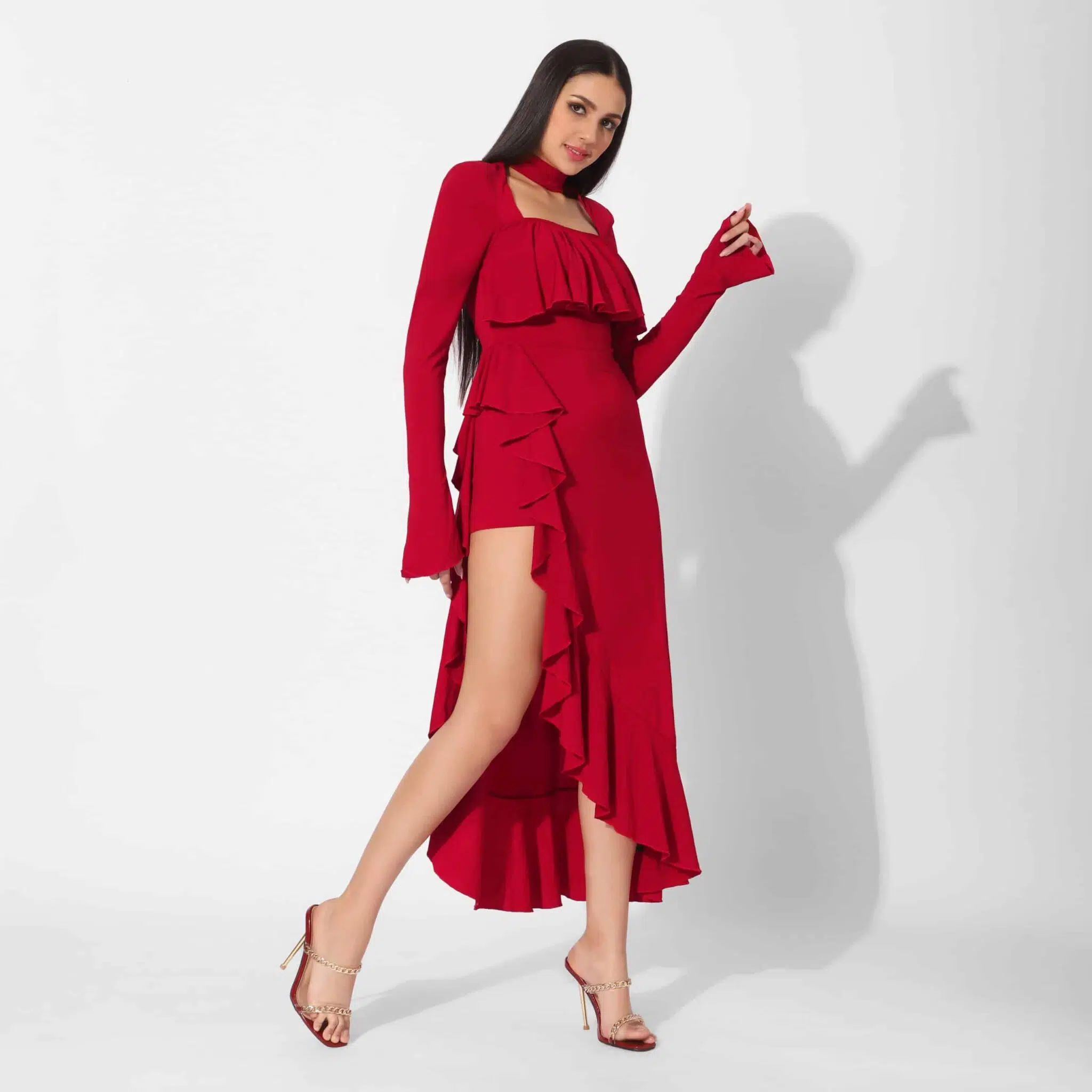 Charryn Side Through Ruffle Dress - Image 5