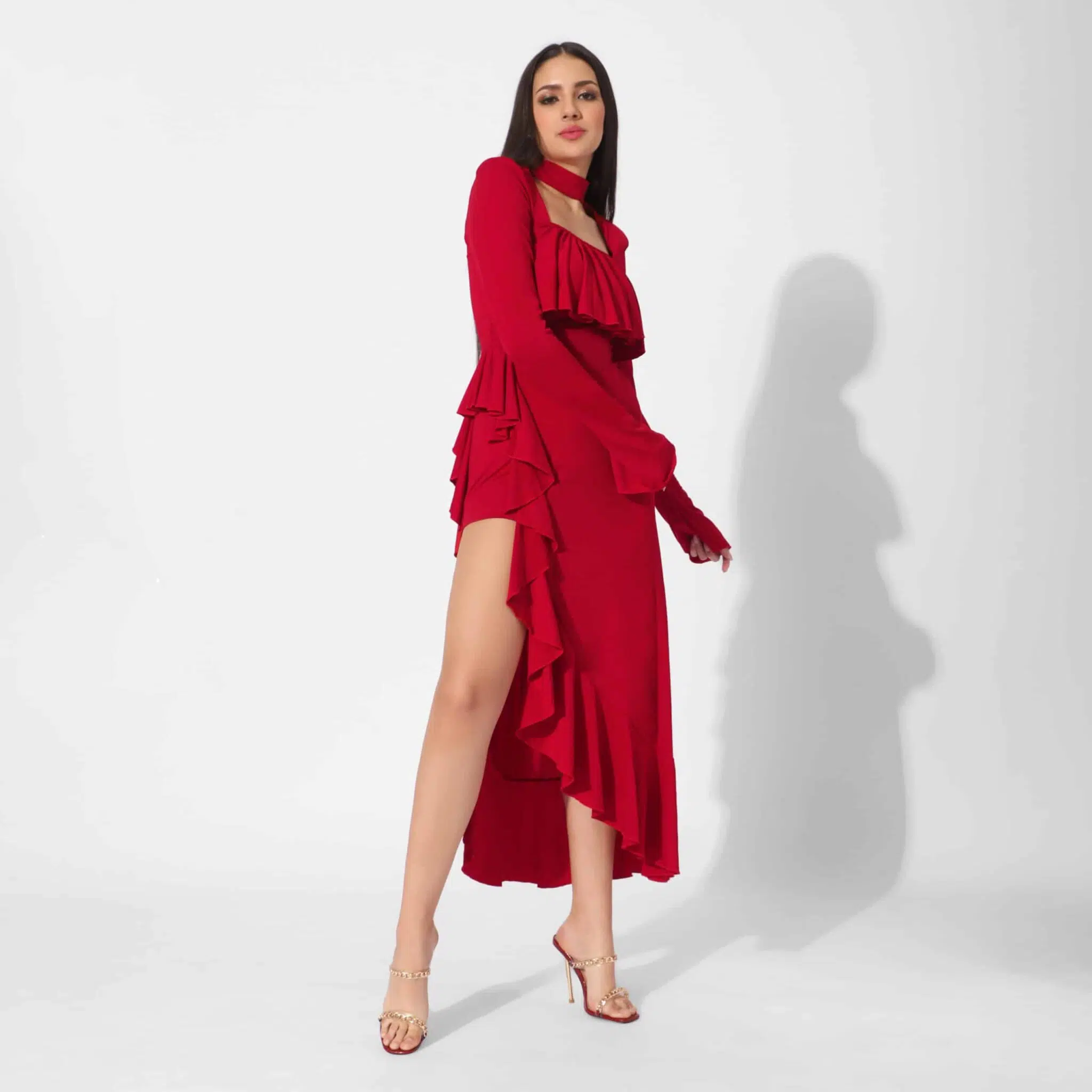 Charryn Side Through Ruffle Dress - Image 4