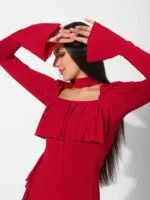 Charryn Side Through Ruffle Dress - Image 7