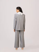 Rise Front Embroidery Grey Pant Suit - Image 4