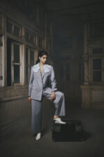 Rise Front Embroidery Grey Pant Suit - Image 7