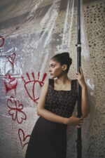 Digital Pink Sapphire Heart Earring - Image 2