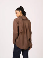 Maude Front Scarf Through Relaxed Silk Top - Image 3