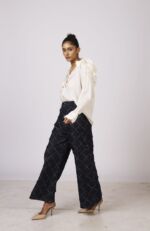 Jacquen Check Textured Denim Pants - Image 3