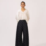 Jacquen Check Textured Denim Pants