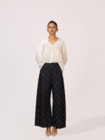 Jacquen Check Textured Denim Pants