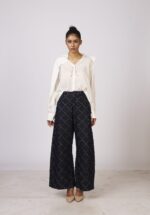 Jacquen Check Textured Denim Pants - Image 2
