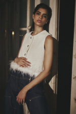 Saiga Tweed White Feather Top - Image 8