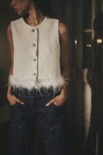 Saiga Tweed White Feather Top - Image 3