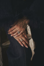 Diamond & Rainbow Sapphire Heart Bar Ring - Image 2