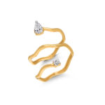 Crackle Twisted Ring With Pear Shape Diamond