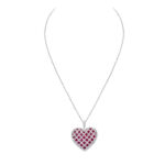 Diamond & Pink Sapphire Cage Heart Necklace