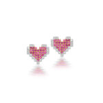 Digital Pink Sapphire Heart Earring