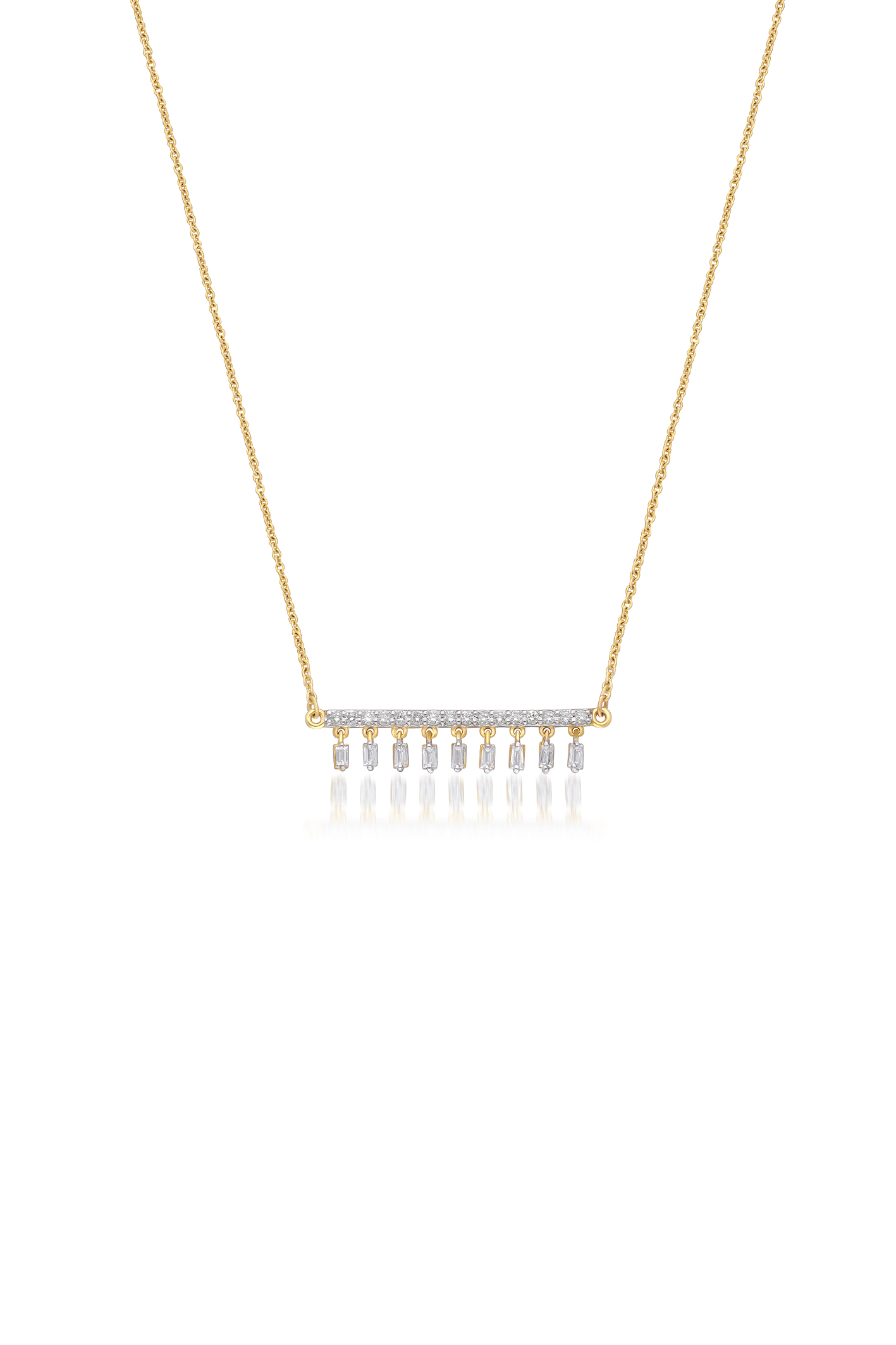 Dangling Baguette Diamond Bar Necklace - Image 1