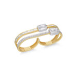 Double Bar Diamond An Topaz Ring