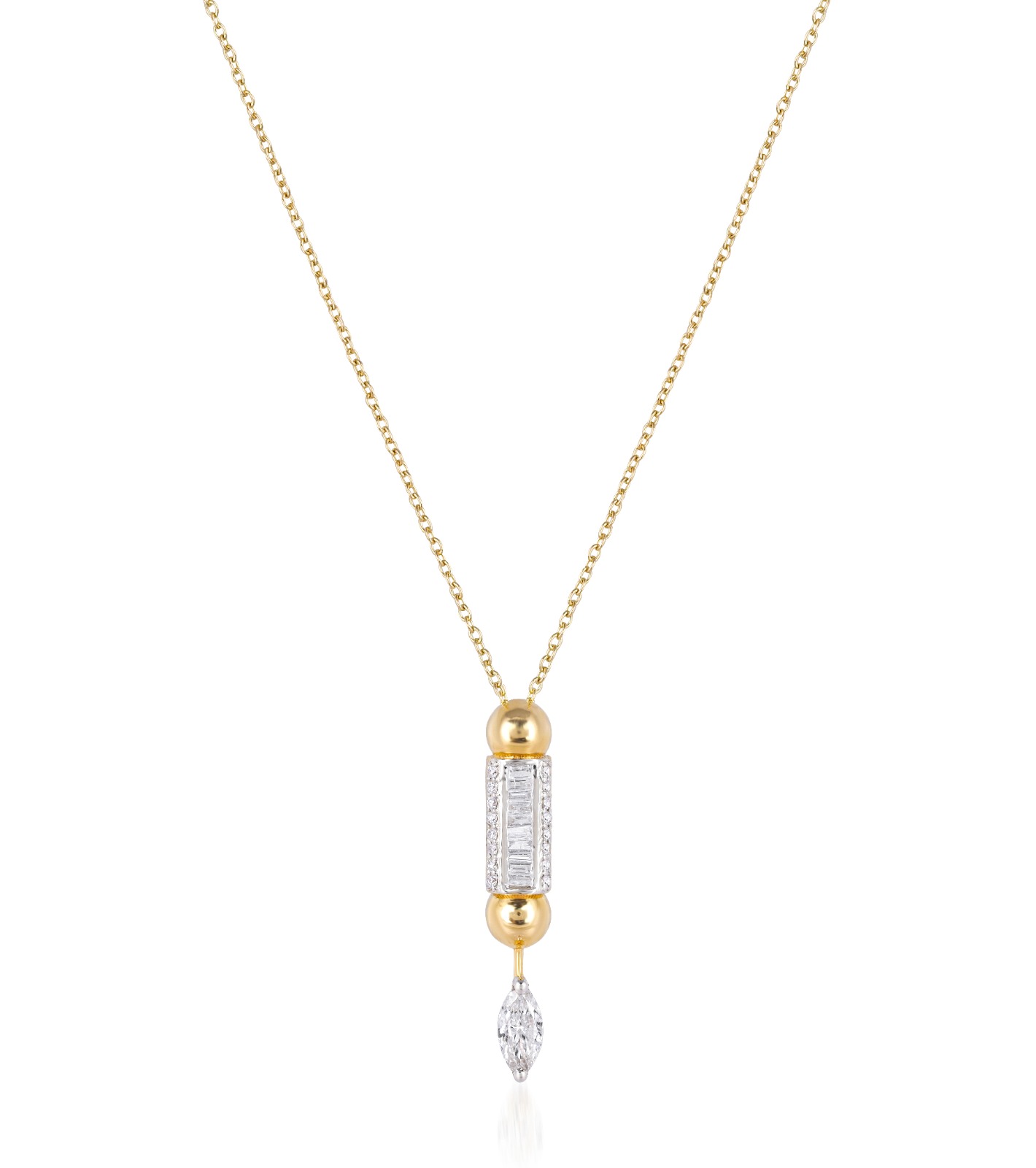 Crackle Gold Marquise Necklace - Image 1